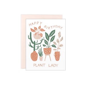 Feliz Aniversário Senhora Planta - Vasos de Plantas - Cartão Tipográfico