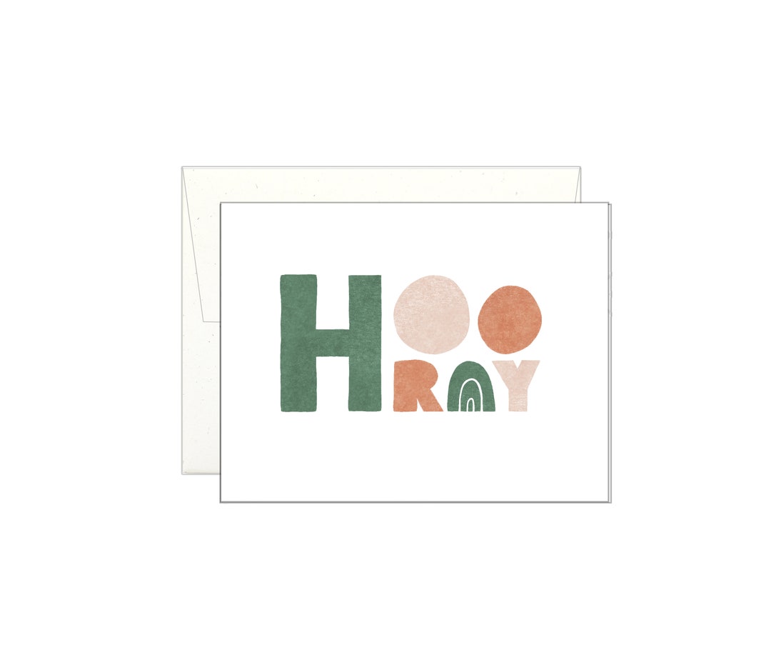 Hooray - Block Letters - Letterpress Card - Etsy