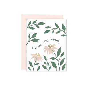 Cartão Tipográfico Eu te amo, mãe - Coneflowers