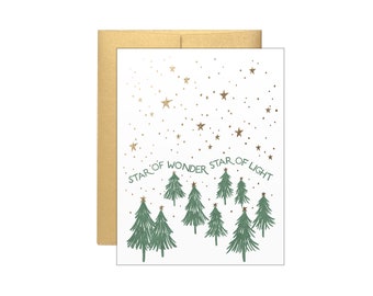 Star of Wonder, Star of Light - Christmas Holiday Card - Letterpress + Gold Foil