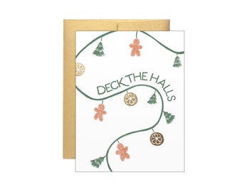 Deck the Halls - Holiday Card - Letterpress + Gold Foil