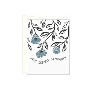 Avec la plus profonde sympathie - coquelicot - carte typographique