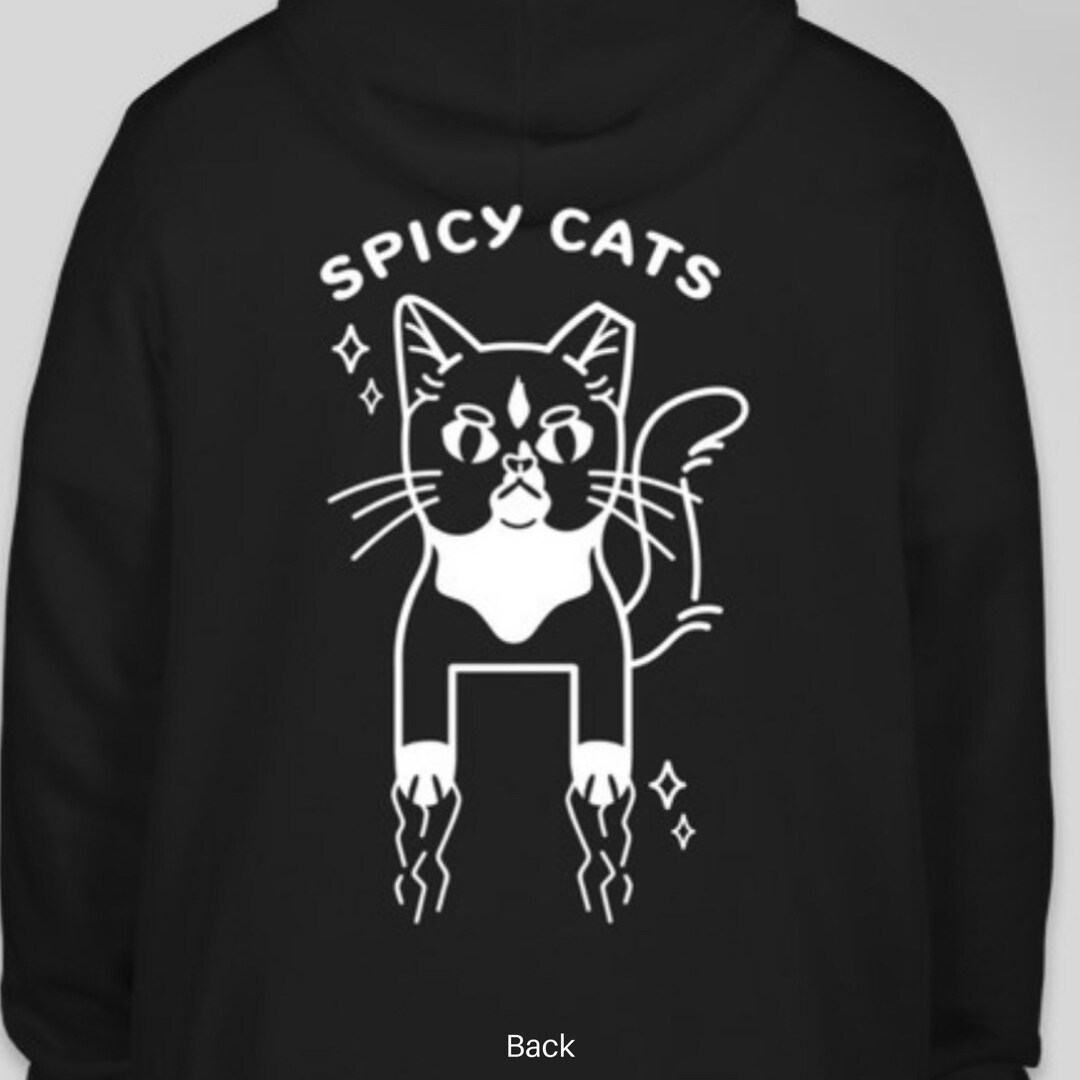 Spicy Cats Rescue Hoodie Sesame Long Sleeve Black Funny Cat Kitten Spice Sweatshirt Etsy