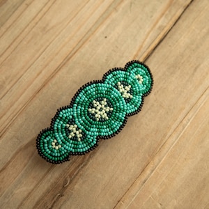 Ethnic beaded barrette, indigenous hair clip, Huichol hair accessory, Wixarika beaded product, handmade barrette, indigenous made, genuine
