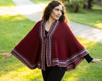 Andean alpaca poncho, Peruvian shawl, Soft baby Alpaca poncho, Peruvian poncho, ethnic poncho, Quechua Alpaca poncho, indigenous product