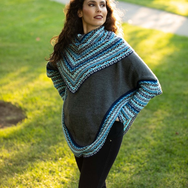 Genuine alpaca poncho, Peruvian poncho, Ethnic poncho, soft alpaca sweater poncho, Quechua Alpaca poncho, Boho poncho, indigenous made