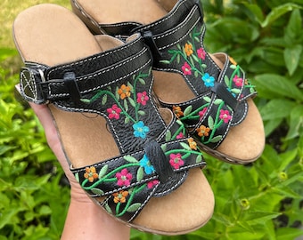 Echtleder mexikanische Sandalen: Handgemachte Boho Wohnungen, Ethno-Stil Schuhe, Urlaubszubehör