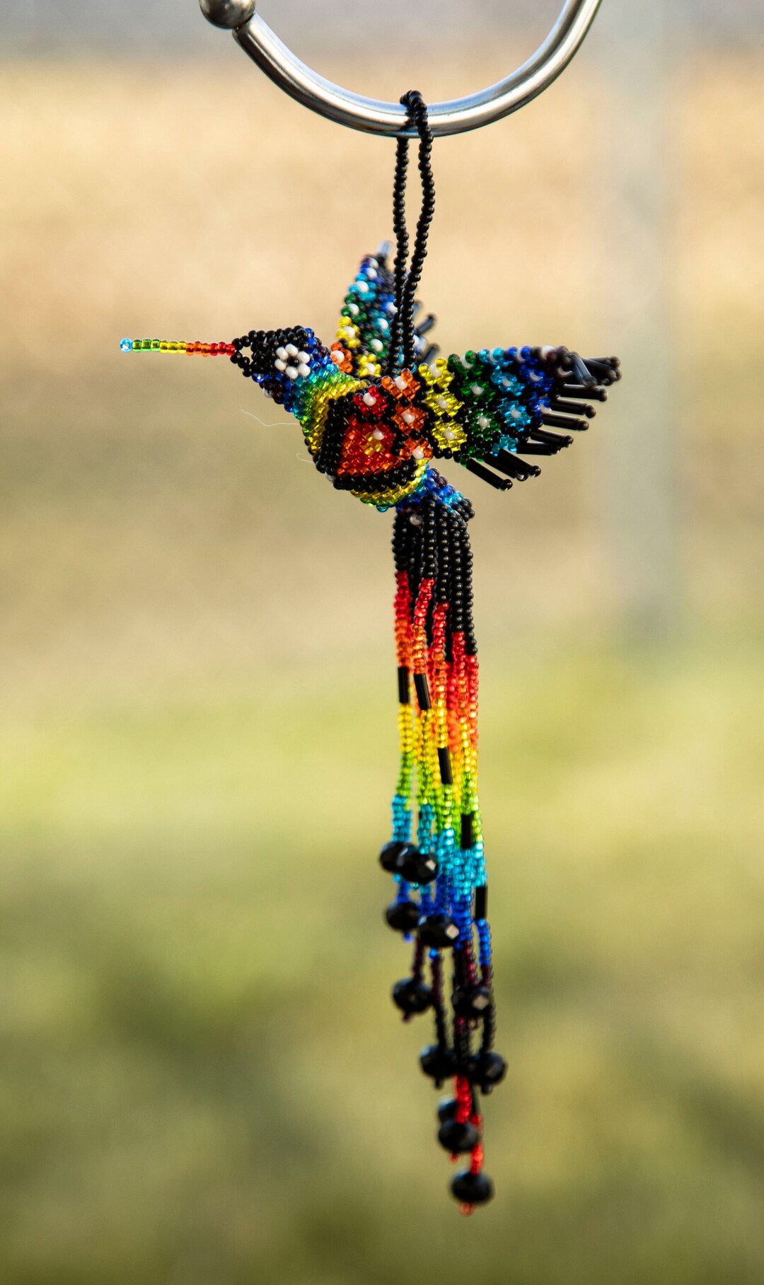 Beaded Hummingbird Keychain, Beaded Hummingbird Ornament, Ethnic Beaded