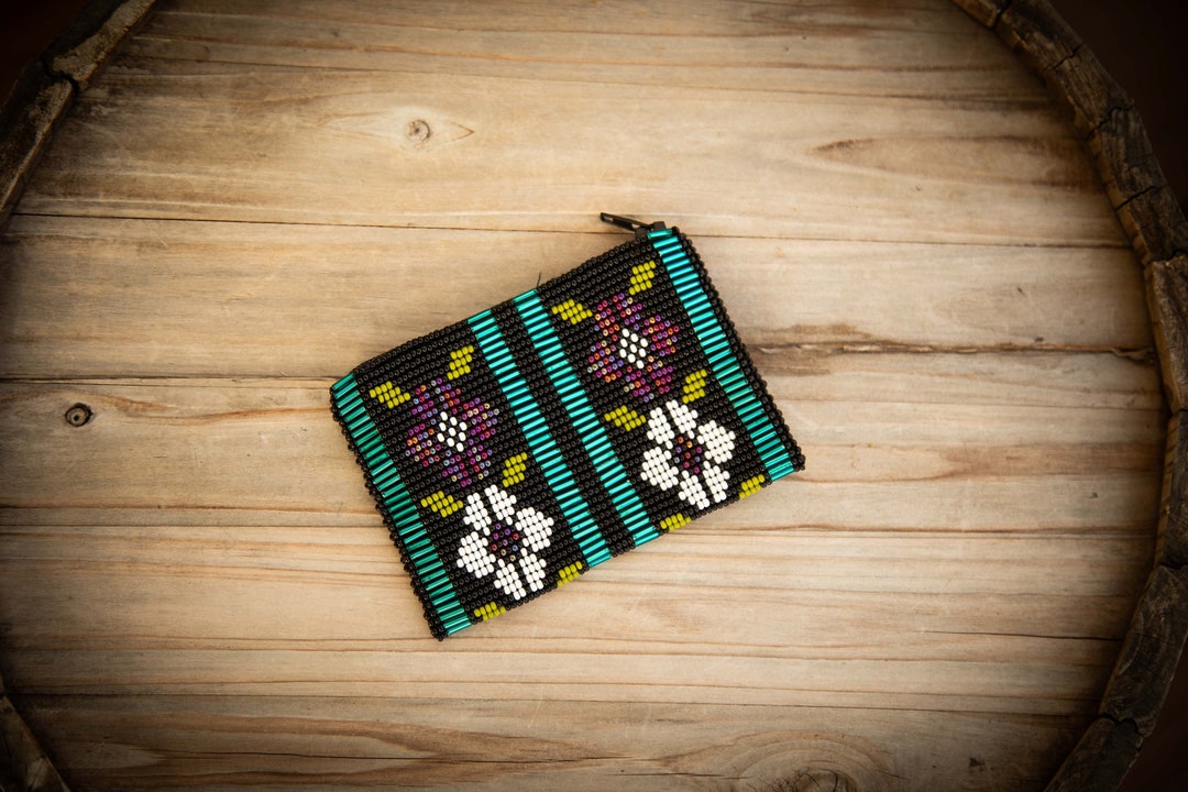 Native American Beaded Bag, Beaded Makeup Bag, Coin Bag, Indigenous