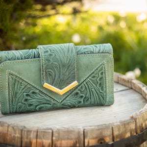Portefeuille ethnique en cuir fait main, portefeuille mexicain sculpté, portefeuille en cuir véritable, portefeuille en cuir de luxe, portefeuille sculpté à la main, produit autochtone
