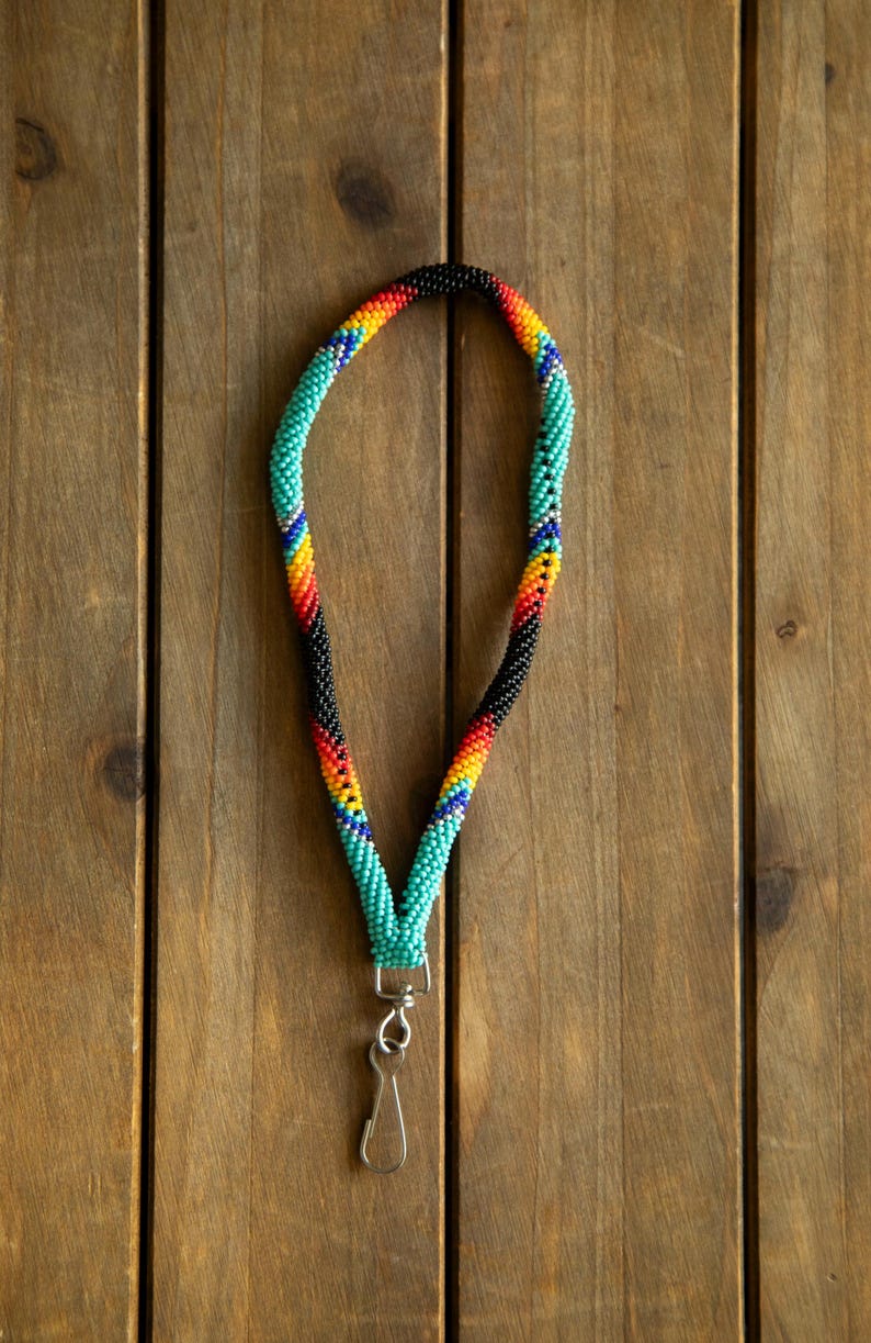 Native Key Chain Ethnic Beaded Keychain, Huichol Key Holder, Peyote Stitch Boho ...