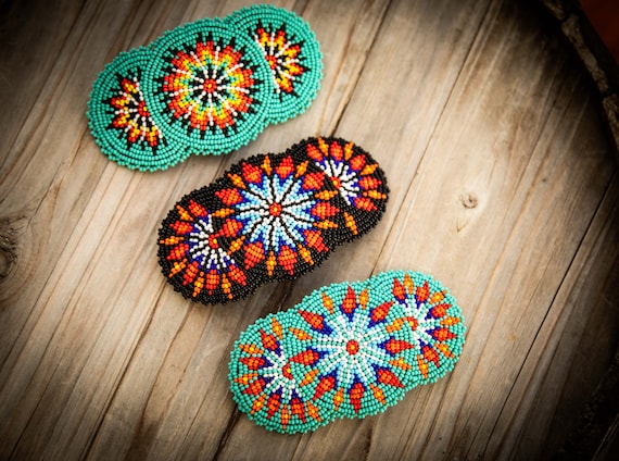 Handcrafted Native American Beaded Hair Accessories Beaded Hair Barrettes | Tiara main image 4