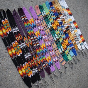 Ethnic lanyards, loom beaded lanyards, Huichol beaded lanyards, Native lanyards, Native beading lanyard, indigenous made, beaded key holder