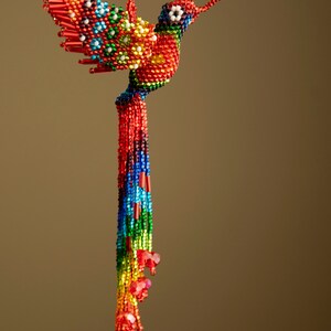 Beaded Hummingbird keychain, Beaded Hummingbird ornament, Native American beaded art, Huichol hummingbird, indigenous made, ethnic beaded