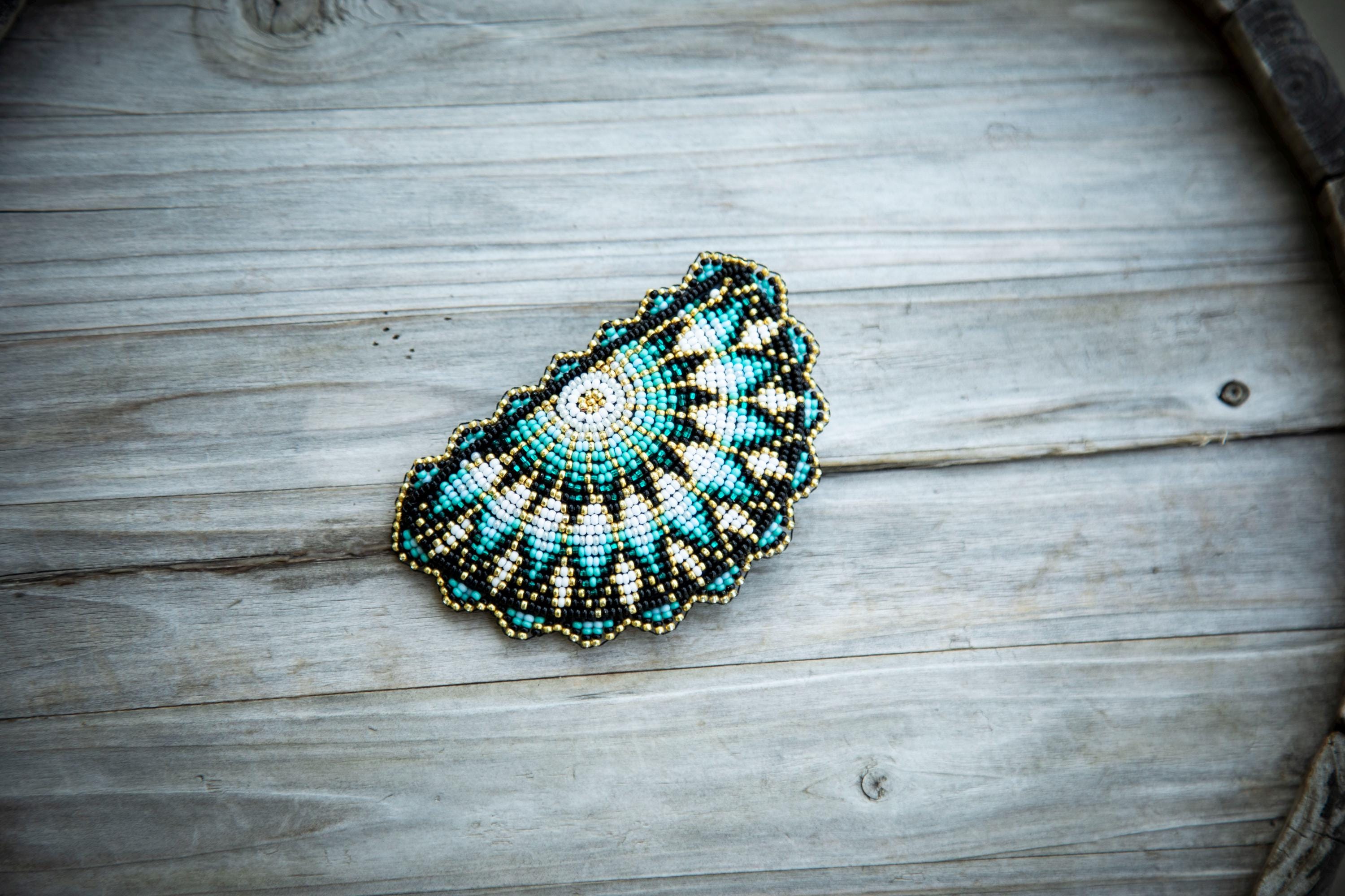 Native American Style Beaded Hair Clips - Handmade Collection Pattern-12H