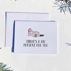 Le grand cadeau du Père Noël | Père Noël nu | Carte de Noël | Spiritueux de Noël | Carte de Noël drôle | Vacances