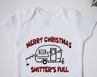 Shitter's Full Christmas Baby Bodysuit | Funny Vacation One Piece