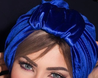 Crown design velvet women turban