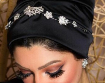 Satin occasion turban with accessories bridal turban