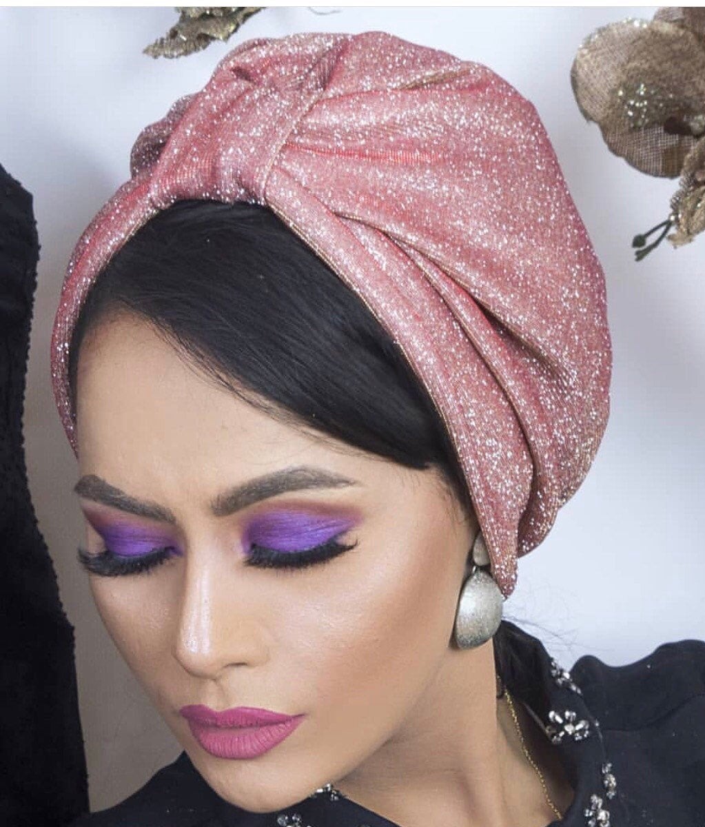 Original design glitter fabric turban , sparkling turban , women turban