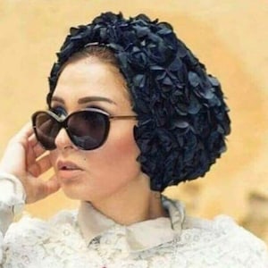 Floral turban occasion turban black turban elegant turban