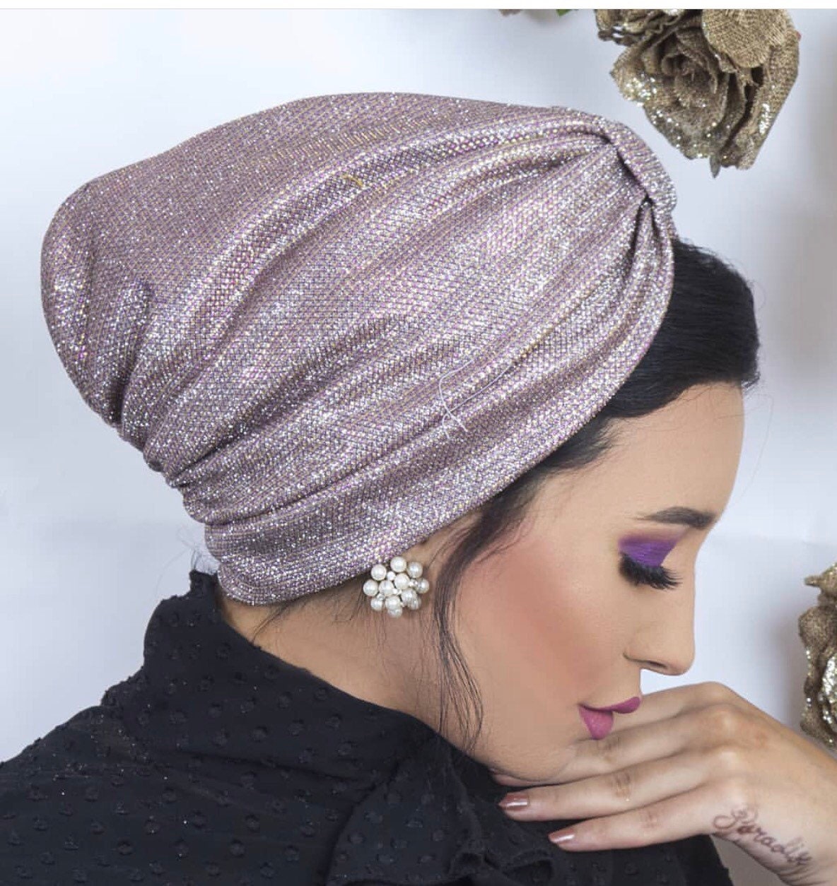 Original Design Glitter Fabric Turban Sparkling Turban Etsy UK