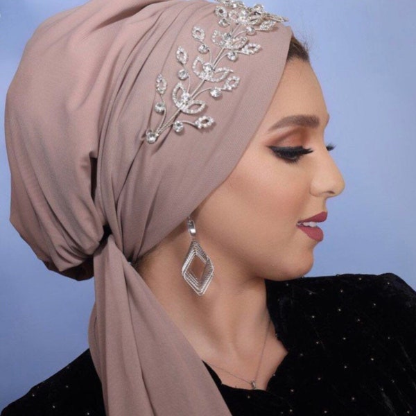 Multiway  Tulle turban with tiara accessorie