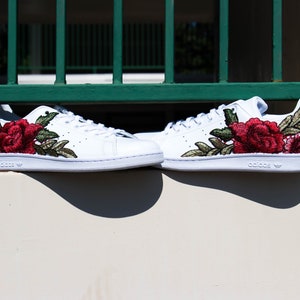 Adidas Stan Smith White Flower Embroidery Men's - Etsy