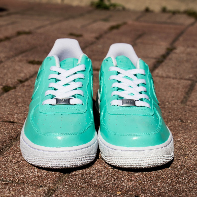 blue and white custom air force 1
