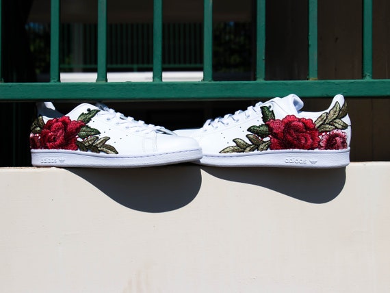 adidas stan smith white flowers