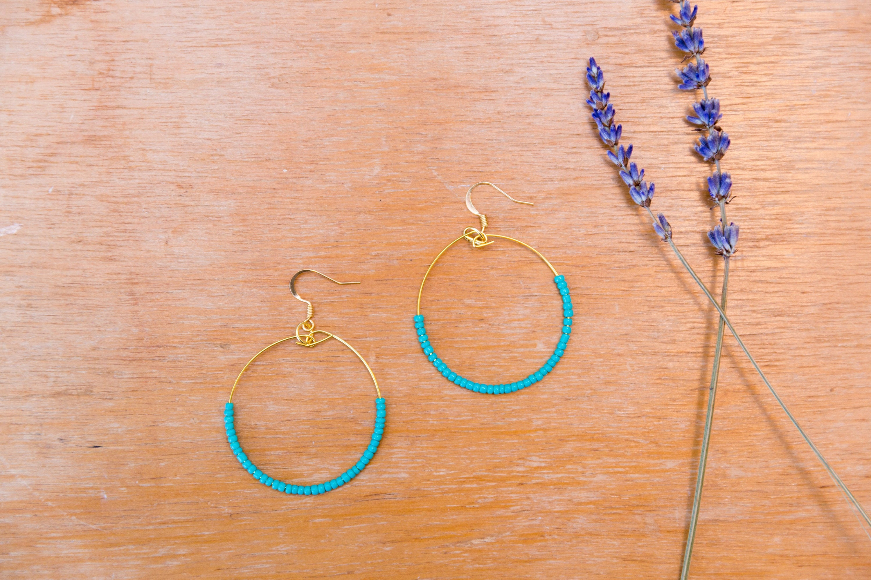 Yellow Seed Beaded Silver Hoop Earrings Bohemian Earrings Etsy