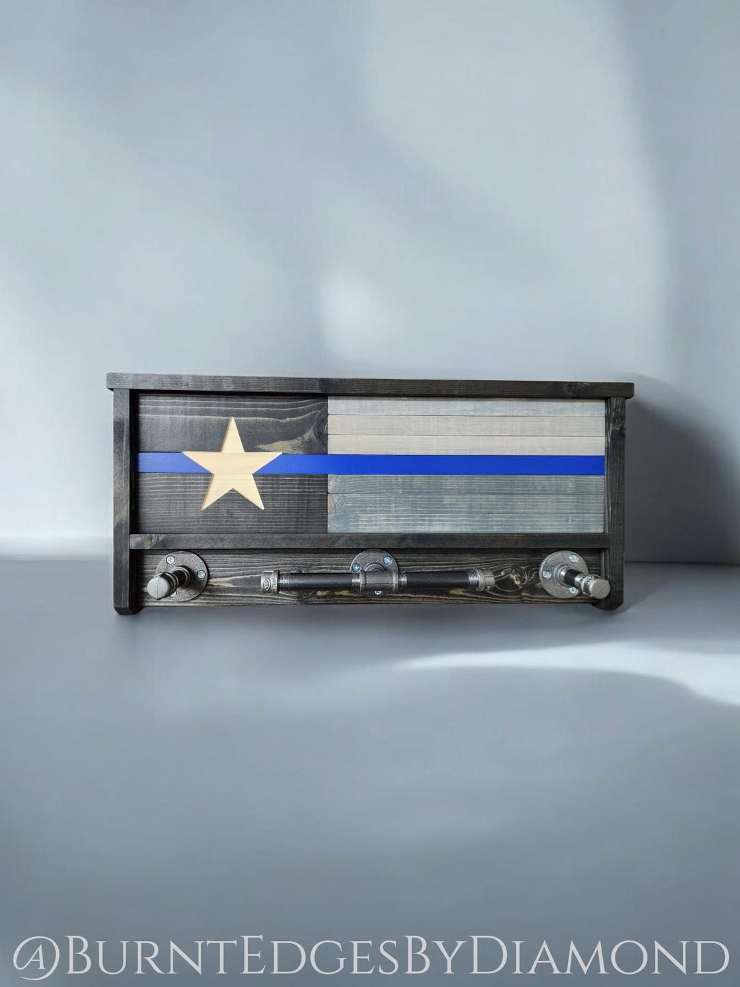Texas Wooden Duty Rack, Gear Rack, Thin Blue Line, Engraved - Etsy