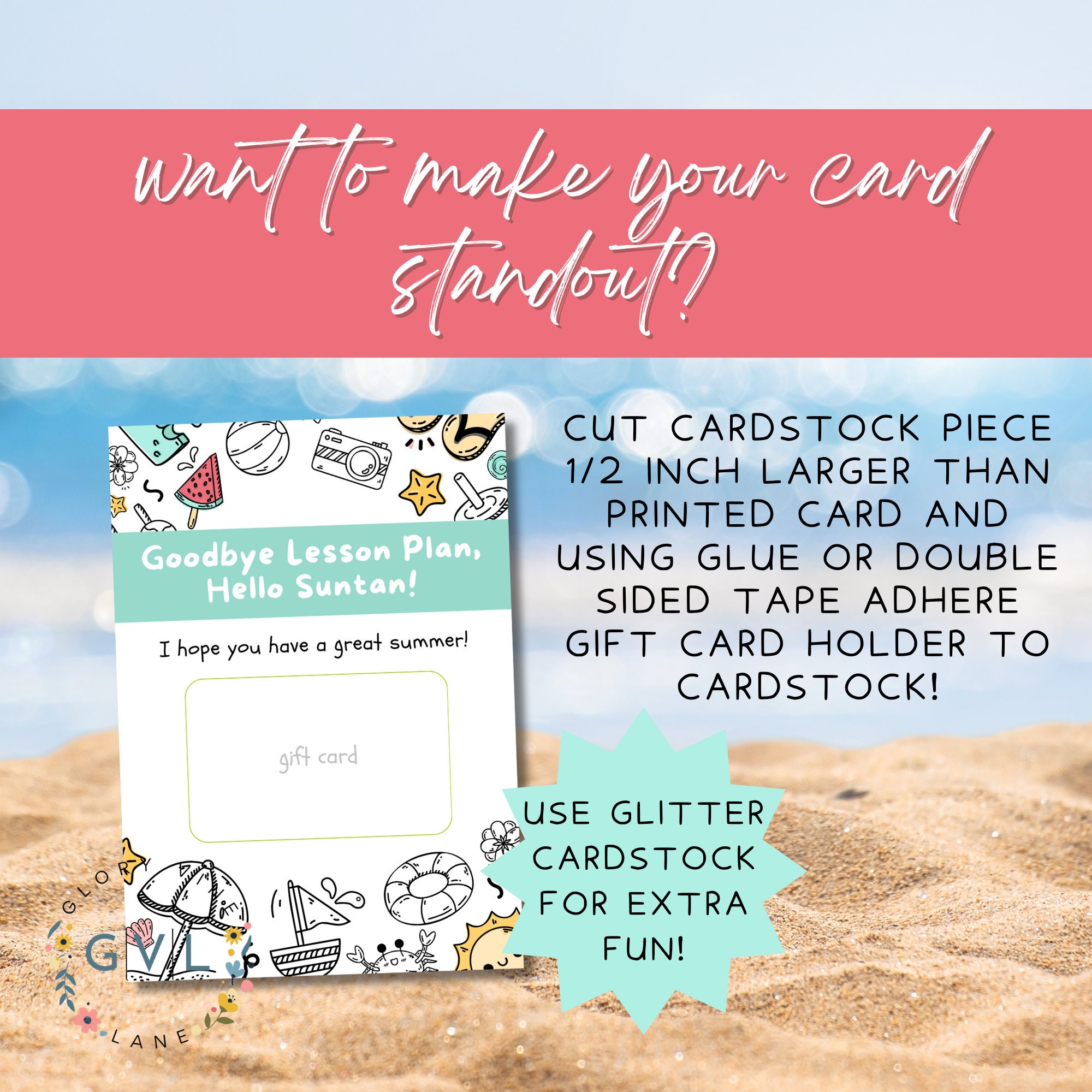 Last Day of School Teacher Printable Gift Card Holder | Goodbye Lesson ...