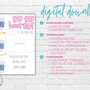 Back to School Teacher Coffee Printable Gift Card Holder | Sip Sip ...