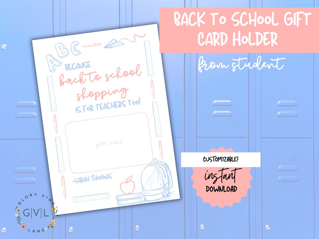 Back to School Teacher Shopping Printable Gift Card Holder | Shopping ...