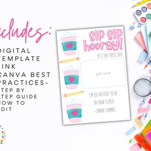Back to School Teacher Coffee Printable Gift Card Holder | Sip Sip ...