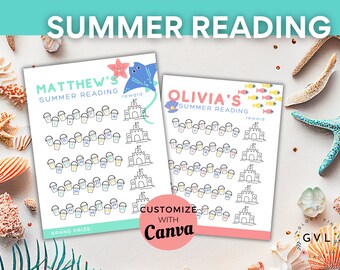 Summer Reading Log | Beach | Tracker | Printable | Customizable | Template