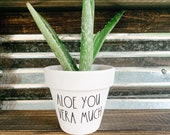 Aloe You Vera Much, Plant Pot, Funny Pot, Punny Planter, Cute Gift Idea, Garden, Plant Pot, Valentine 39 s Gift, Anniversary Gift
