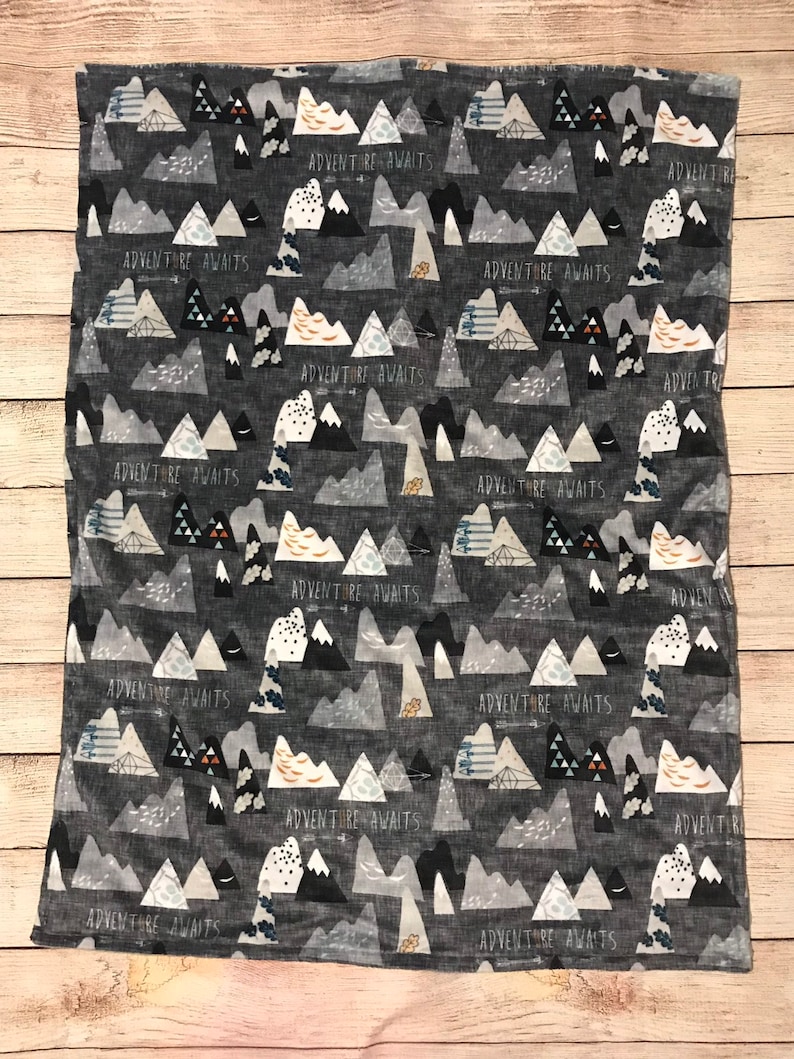 mountains Adventure awaits minky baby blanket