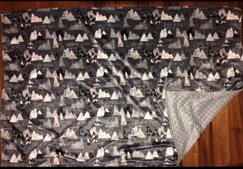 mountains Adventure awaits minky baby blanket