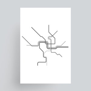 Washington, D.C. U-Bahn Karte - Minimalistisch Schwarz-Weiß - Digitaler Druck zum Herunterladen
