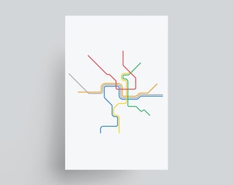 Washington, D.C. Metro Map - Minimalistic Colored - Digital Downloadable Print