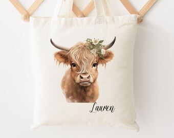 Highland Cow Bag, Cow bag, Cow Tote Bag, Highland Cow Tote Bag, Cow Gifts for her, Cow gifts for Cow Lovers, Personalized Highland Cow Gift
