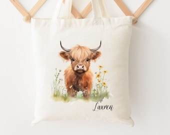 Highland Cow Bag, Cow bag, Cow Tote Bag, Highland Cow Tote Bag, Cow Gifts for her, Cow gifts for Cow Lovers, Personalized Highland Cow Gift