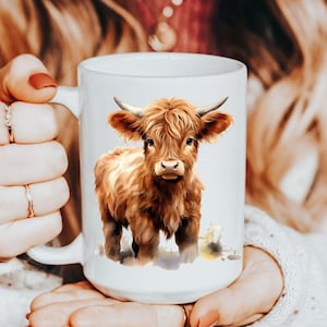 Highland Cow Mug, Cow gifts, Cow Coffee mug, Cute Cow mug, Highland cow cup, Cow gift for cow lovers, Cow gifts for farmers, Gifted cows
