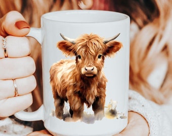 Highland Cow Mug, Cow gifts, Cow Coffee mug, Cute Cow mug, Highland cow cup, Cow gift for cow lovers, Cow gifts for farmers, Gifted cows