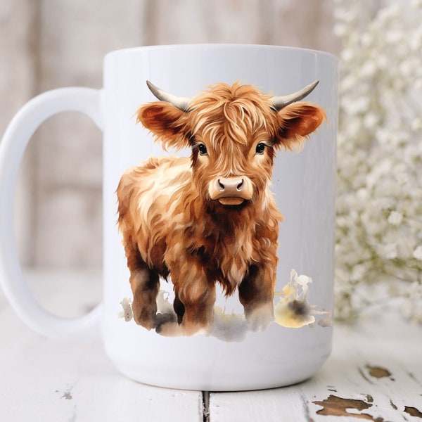 Highland Cow Mug, Cow gifts, Cow Coffee mug, Cute Cow mug, Highland cow cup, Cow gift for cow lovers, Cow gifts for farmers, Gifted cows
