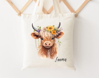 Highland Cow Bag, Cow bag, Highland Cow Tote Bag, Cow Gifts for her, Cow gifts for Cow Lovers, Personalized Highland Cow Gift