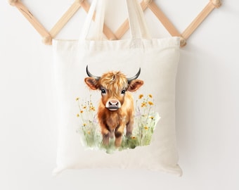 Cow Tote Bag, Cow bag, Highland Cow Tote Bag, Cow Gifts for her, Cow gifts for Cow Lovers, Highland cow Christmas Gift, highland cow bag