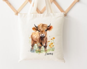 Highland Cow Bag, Cow bag, Cow Tote Bag, Highland Cow Tote Bag, Cow Gifts for her, Cow gifts for Cow Lovers, Personalized Highland Cow Gift